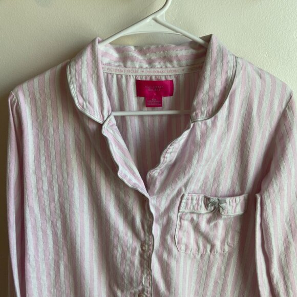 Victoria's Secret Pink & White Striped Long Sleeve Pajama Shirt - Picture 5 of 6
